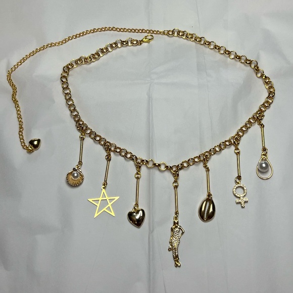 The White Lotus Lucia Greco 7 Detachable Gold Charms Necklace, Handmade Replica - Picture 13 of 16